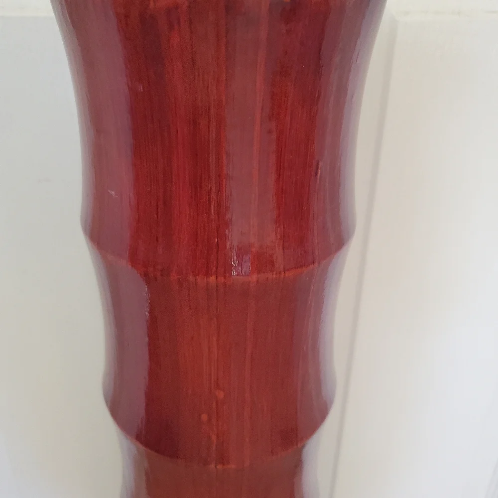 Z Gallerie Wooden Bamboo Vase w/Fabric Floral Display